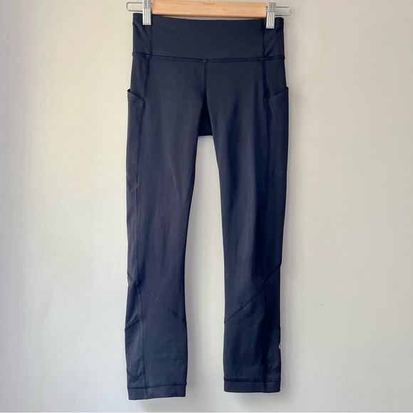 Lululemon | Black Pace Rival Crop 22” Running Tights Cropped Mesh Leggings - Picture 3 of 8